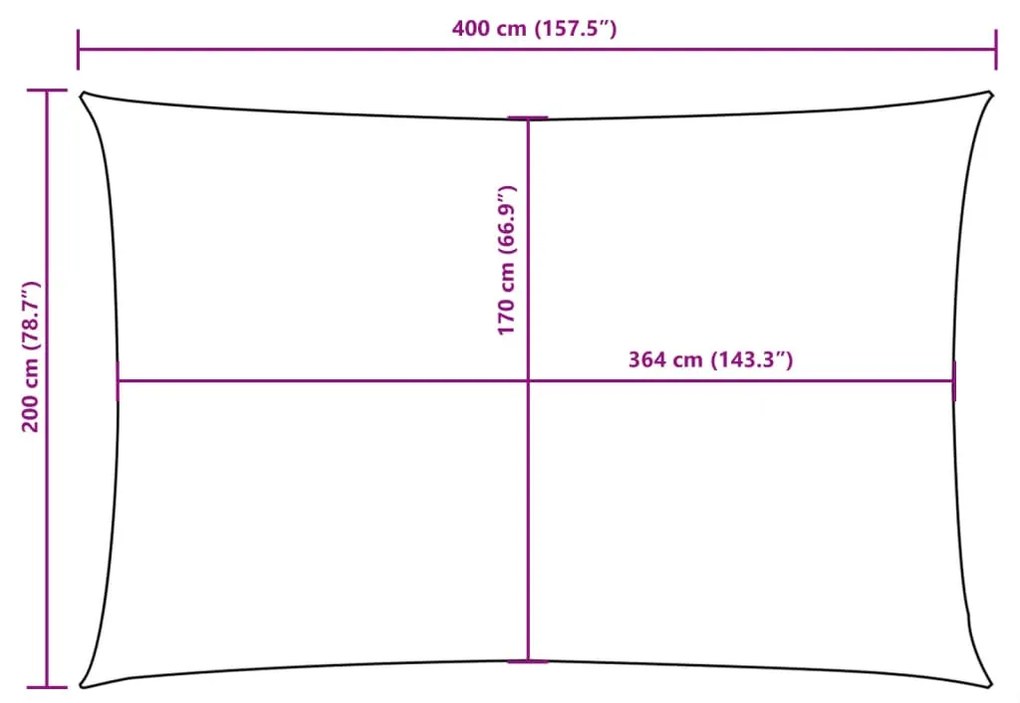 Para-sol tecido oxford retangular 2x4 m cinzento-acastanhado