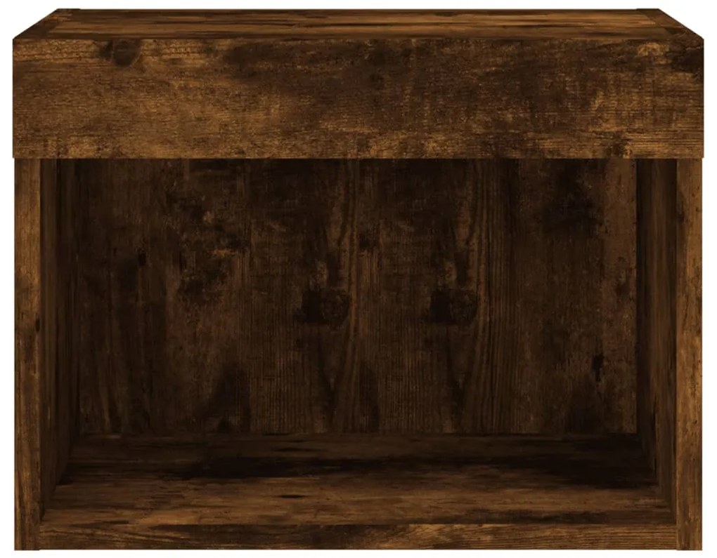 Mesa de cabeceira de parede com luzes LED carvalho fumado