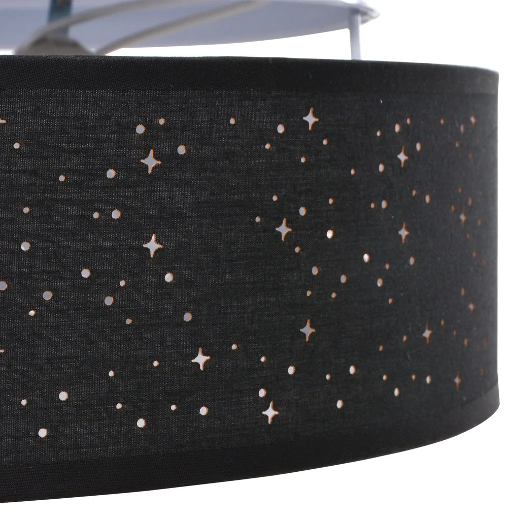 Luzes de Teto com Abajur Estrelado Preto Ø 30 cm Tecido E27