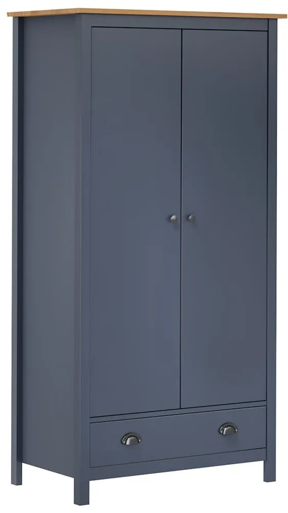 Roupeiro 2 portas Hill 89x50x170 cm pinho maciço cinzento
