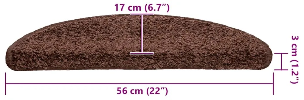 Tapetes de escada 30 pcs 56x17x3 cm castanho