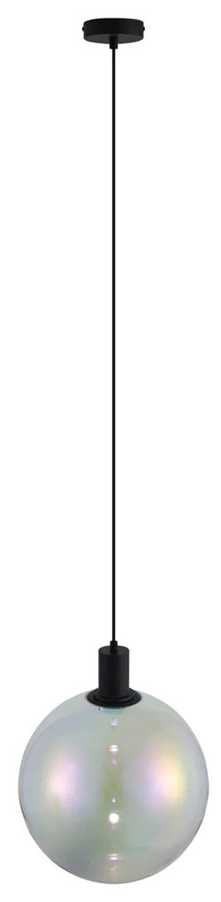 Candeeiro suspenso de design preto com vidro arco-íris 35cm - Mallon