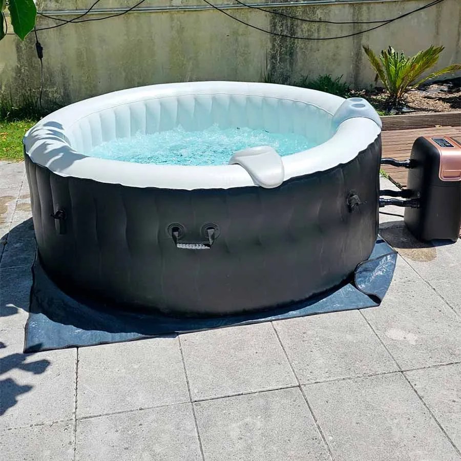 Jacuzzi Piscina de Massagem Insuflável Redonda de Jacuzzi 180 x 68 cm com 108 Jactos de Bolha Filtro Compressor com Cartucho Filtrante para 4 Pessoas