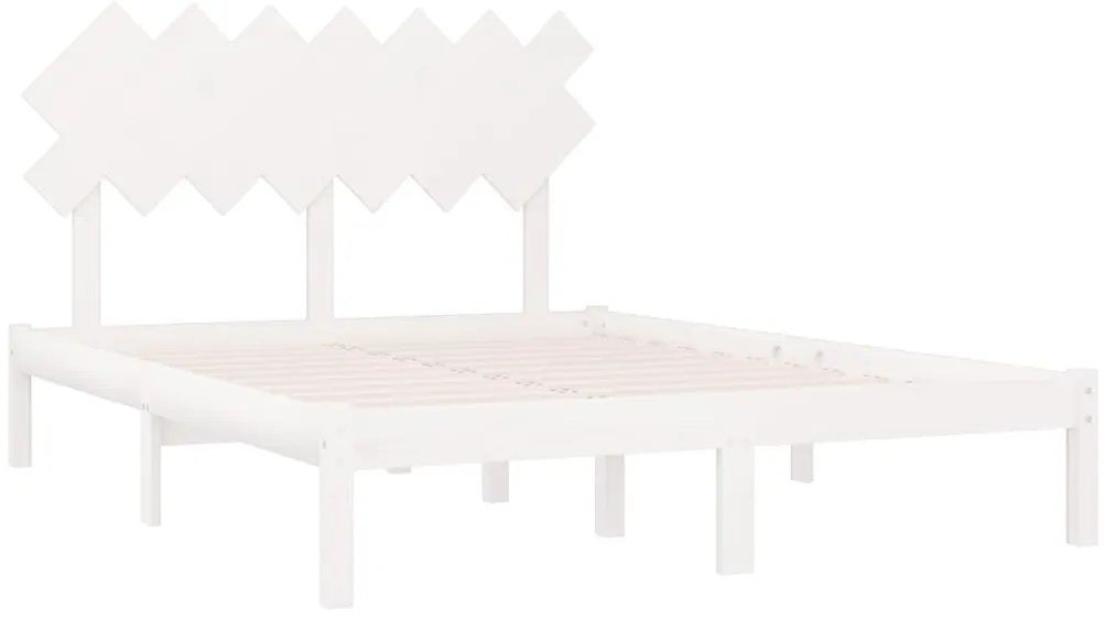 Estrutura de cama king 150x200 cm madeira maciça branco