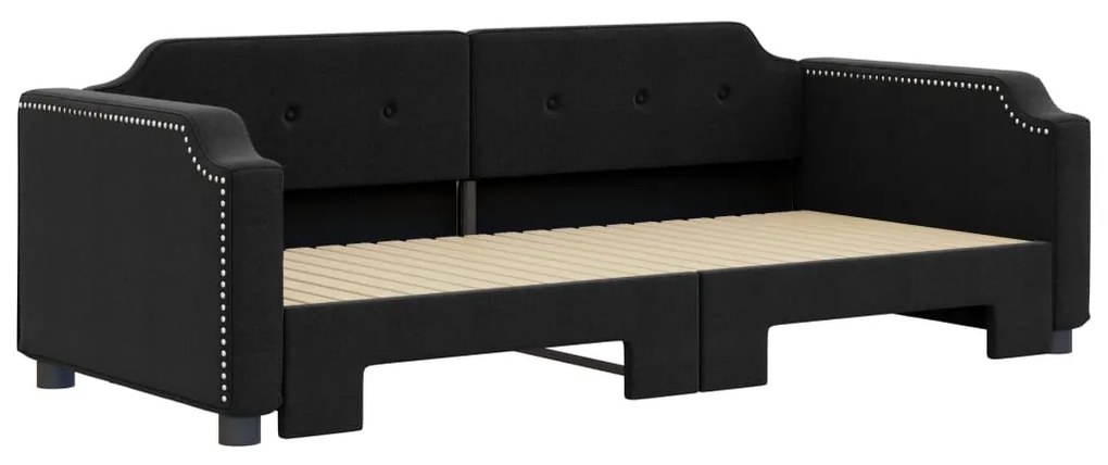 Sofá-cama com gavetão 80x200 cm tecido preto