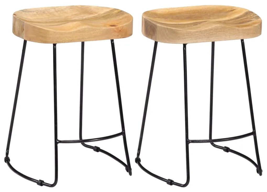 247836 vidaXL Bancos de bar Gavin 2 pcs madeira mangueira maciça