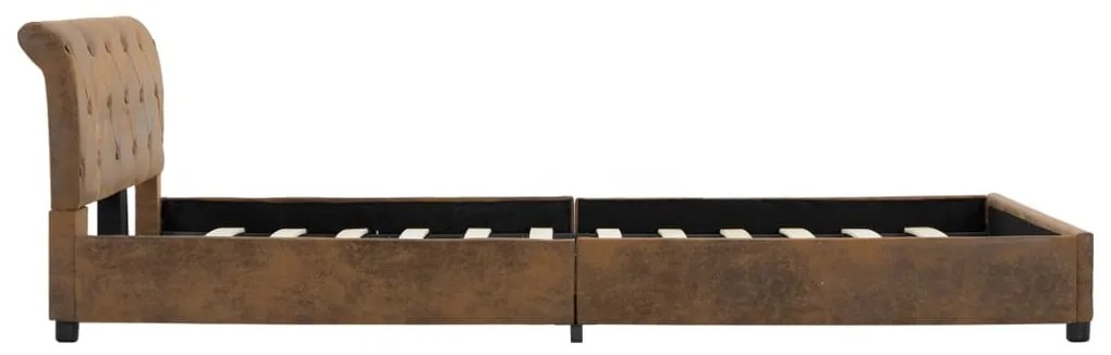 Estrutura de cama 140x200 cm camurça artificial castanho
