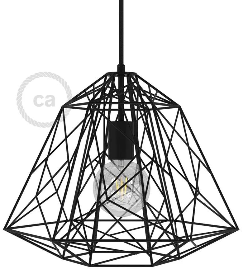 Apollo XL Abajur de metal em gaiola com suporte de lâmpada E27 - Preto