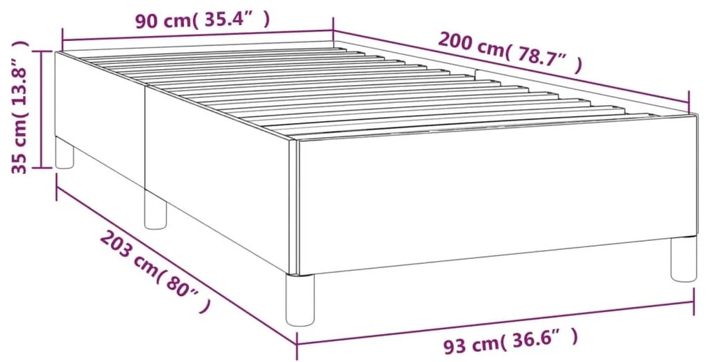 Estrutura de cama 90x200 cm veludo preto