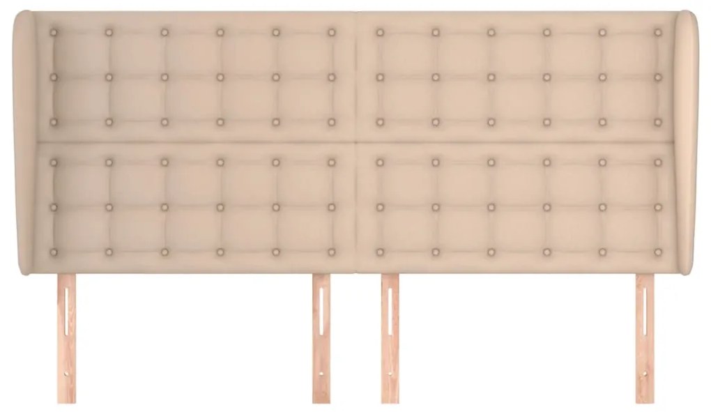 Cabeceira cama c/ abas couro artif. 183x23x118/128cm cappuccino