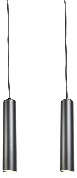 Conjunto de 2 lâmpadas suspensas de design preto - Tuba pequena Design,Industrial,Moderno