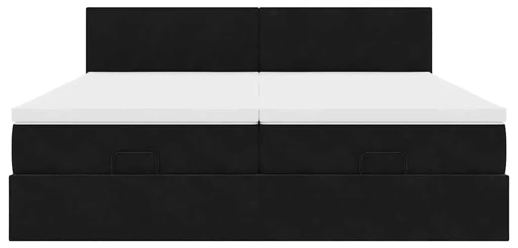 Estrutura de cama otomana com colchões 160x200 cm veludo preto