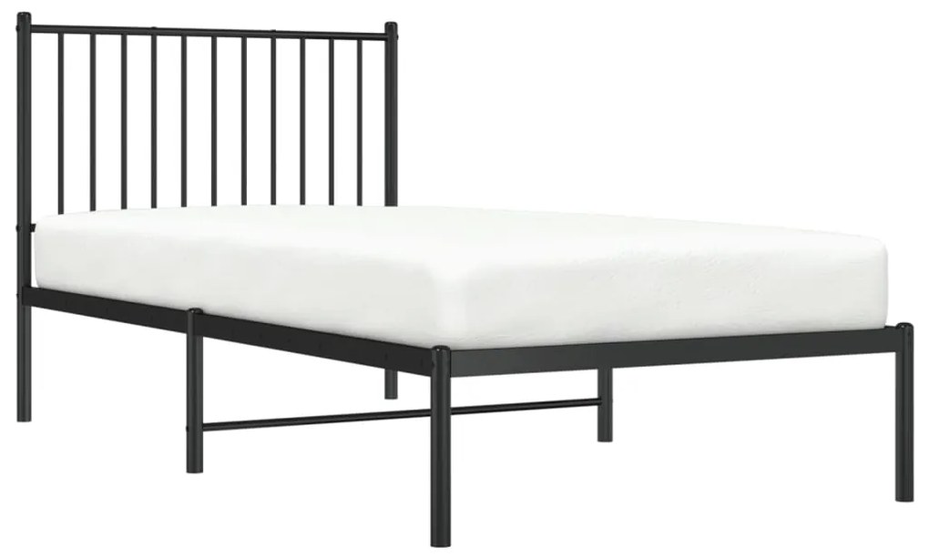 Estrutura de cama com cabeceira 90x190 cm metal preto