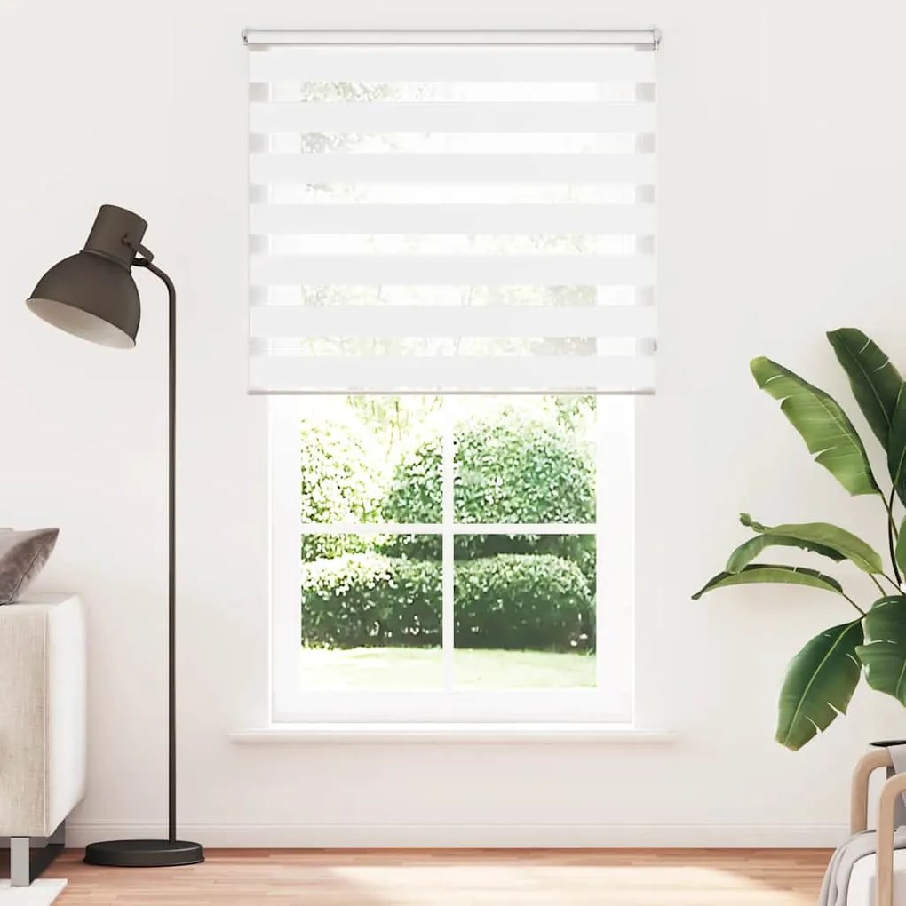 Estore de rolo 120 x 230 cm, linhas de zebra / Branco