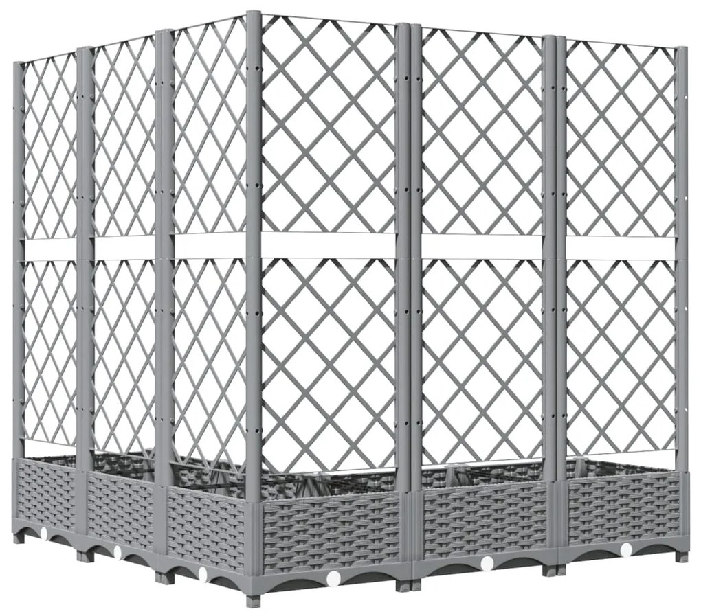 Vaso/floreira jardim c/ treliça 120x120x121,5 cm PP cinza-claro