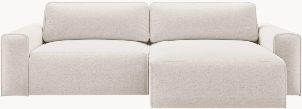 Sofá-cama de canto em chenille com arrumação Victor (3 lugares)