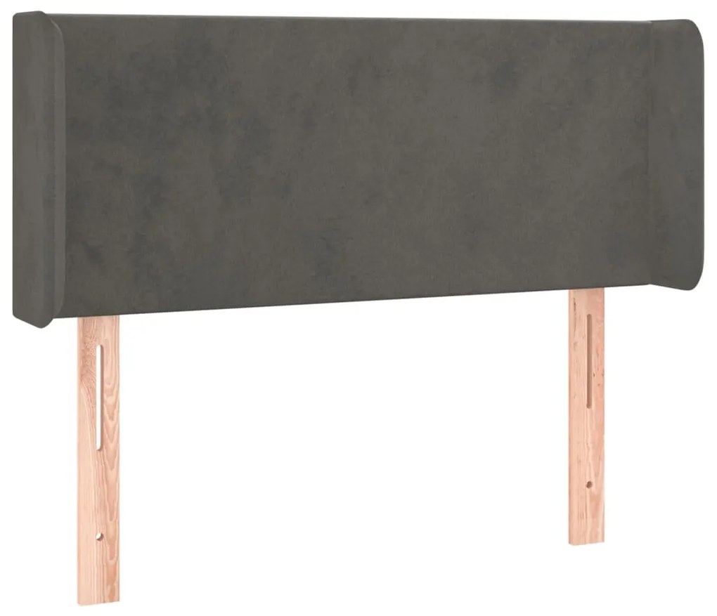 Cabeceira cama c/ luzes LED veludo 83x16x78/88cm cinza-escuro