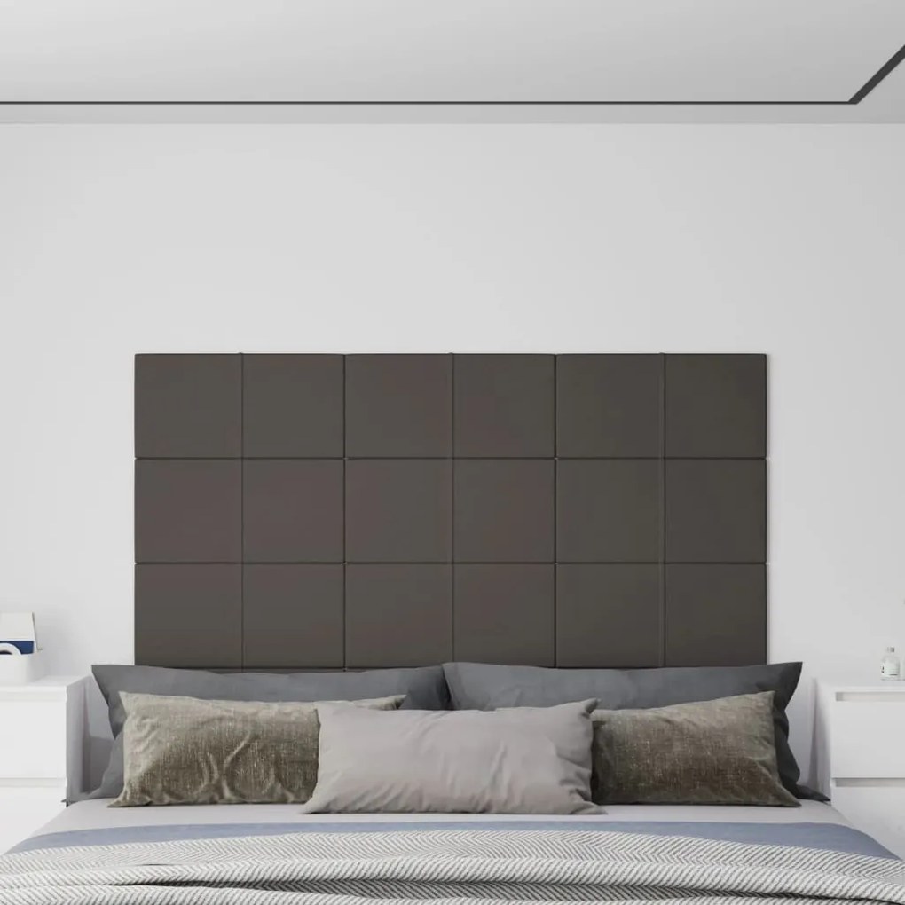 vidaXL Painel de parede 12 pcs 60x30 cmtecido 2,16 m² cor cinza-escuro