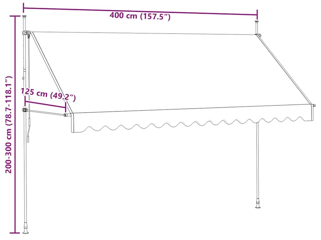 Toldo retrátil manual 400 cm creme