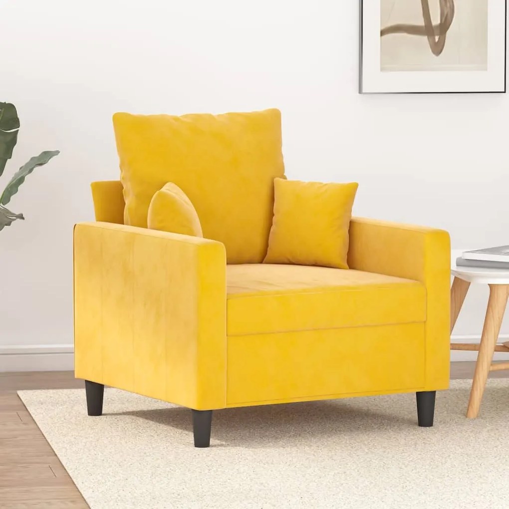 vidaXL Poltrona 60 cm veludo amarelo