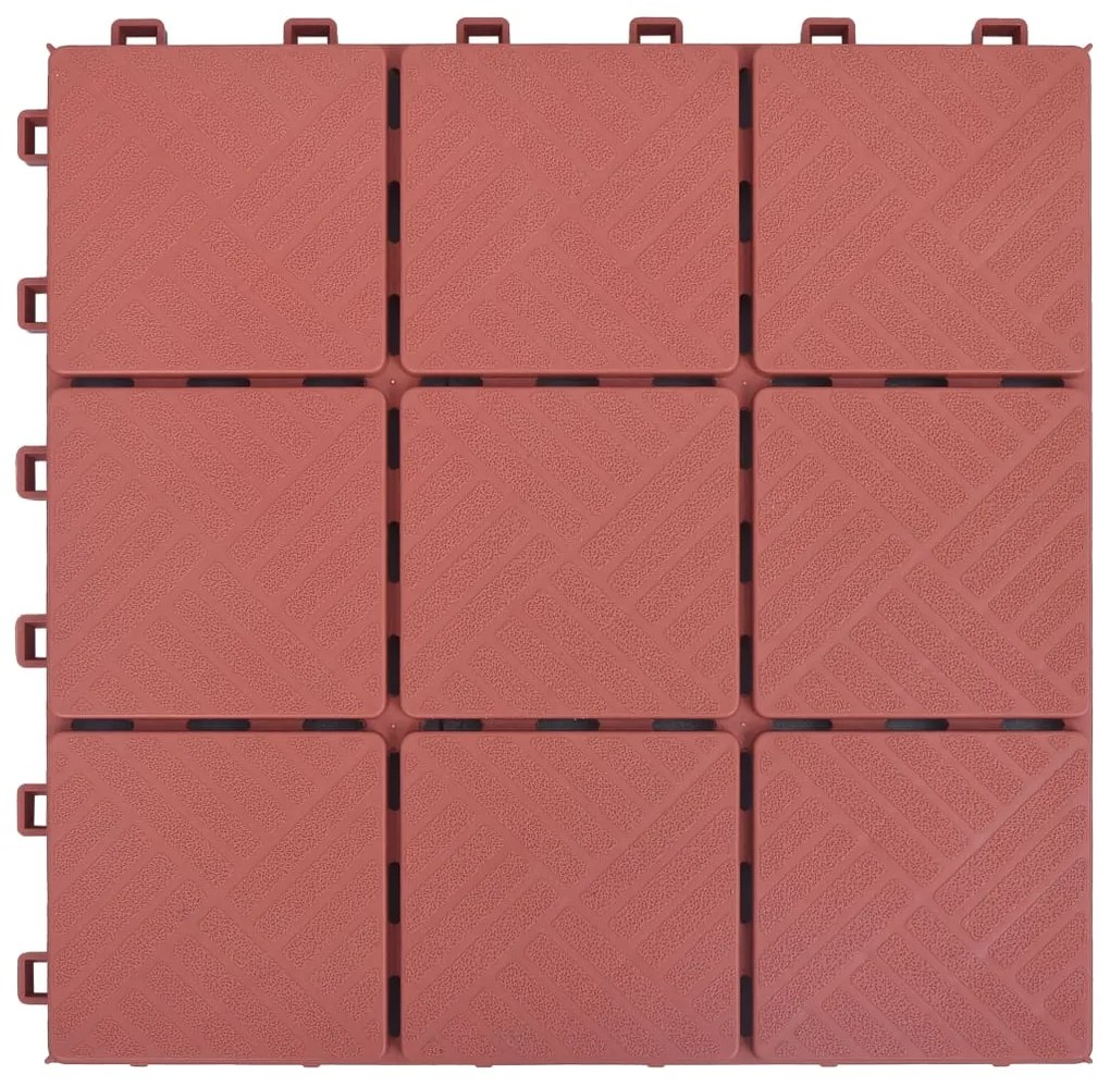 Ladrilhos de terraço 10 pcs 30,5x30,5 cm plástico vermelho