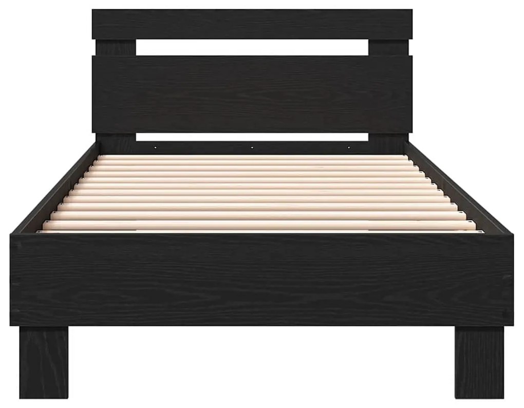 Estrutura de Cama em Preto Carvalho da - 90 x 200 cm, feita de madeira