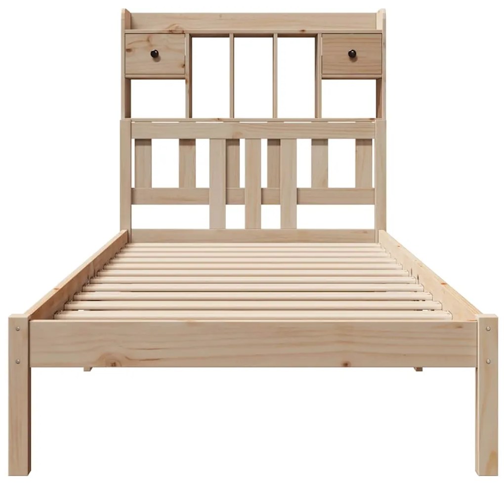 Cama com estante sem colchão 75x190 cm pinho maciço