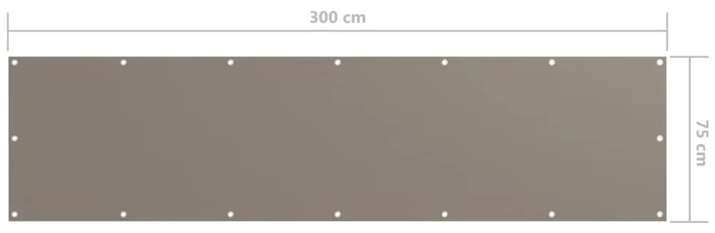 Tela de varanda 75x300 cm tecido Oxford cinzento-acastanhado