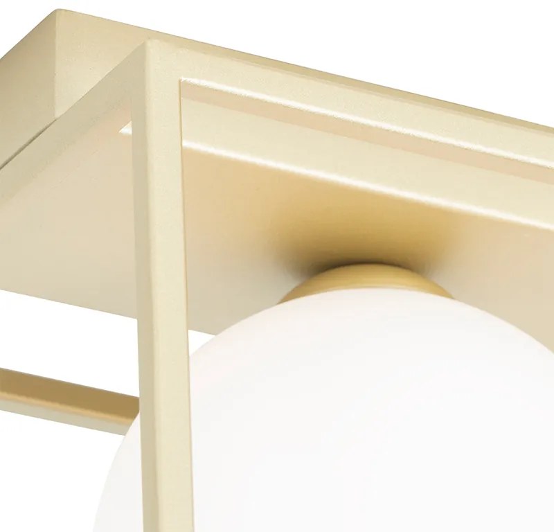 Candeeiro de teto design dourado com vidro branco 2 luzes - Aniek