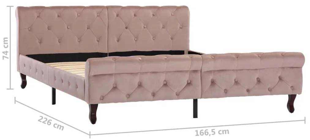Estrutura de cama 160x200 cm veludo cor-de-rosa