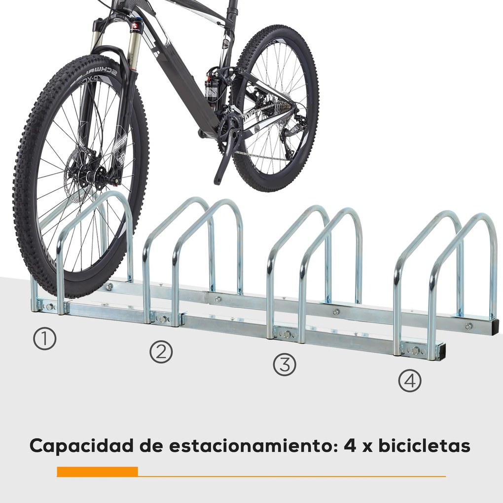 Estacionamento para 4 Bicicletas Suporte de Aço para Estacionar Bicicl