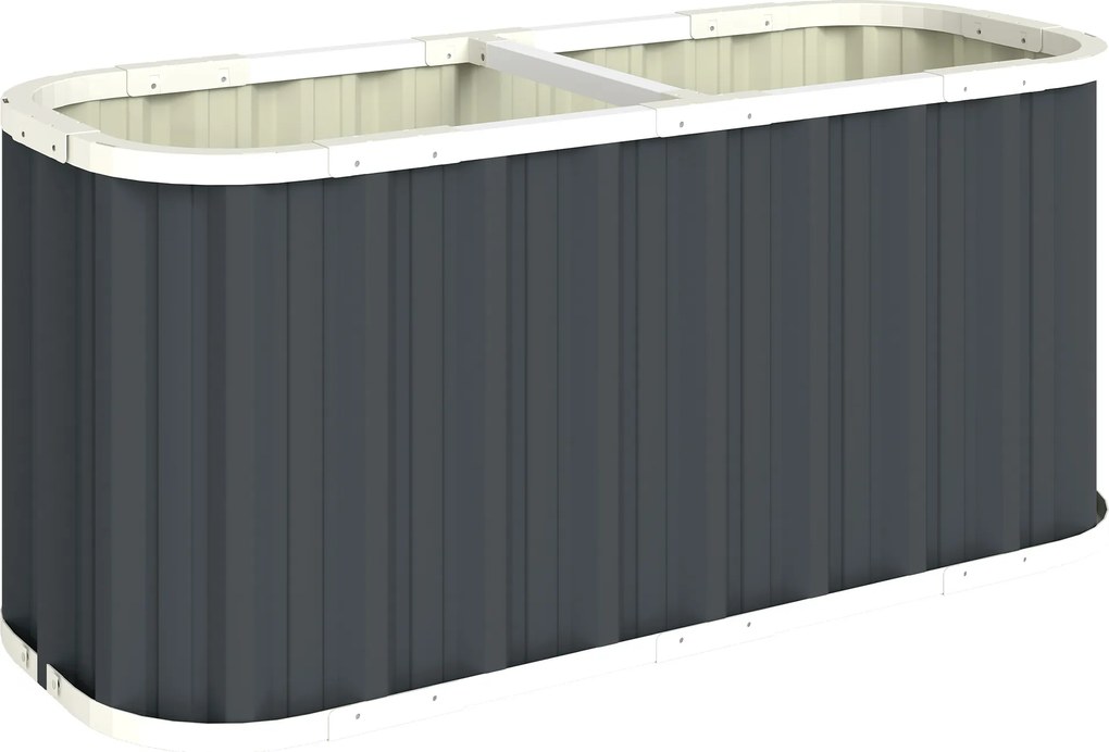Outsunny Canteiro Elevado Metálico 136x53x61 cm Profundo Canteiro com Arestas de Proteção Etiquetas para Plantas Luvas Fundo Aberto | Aosom Portugal