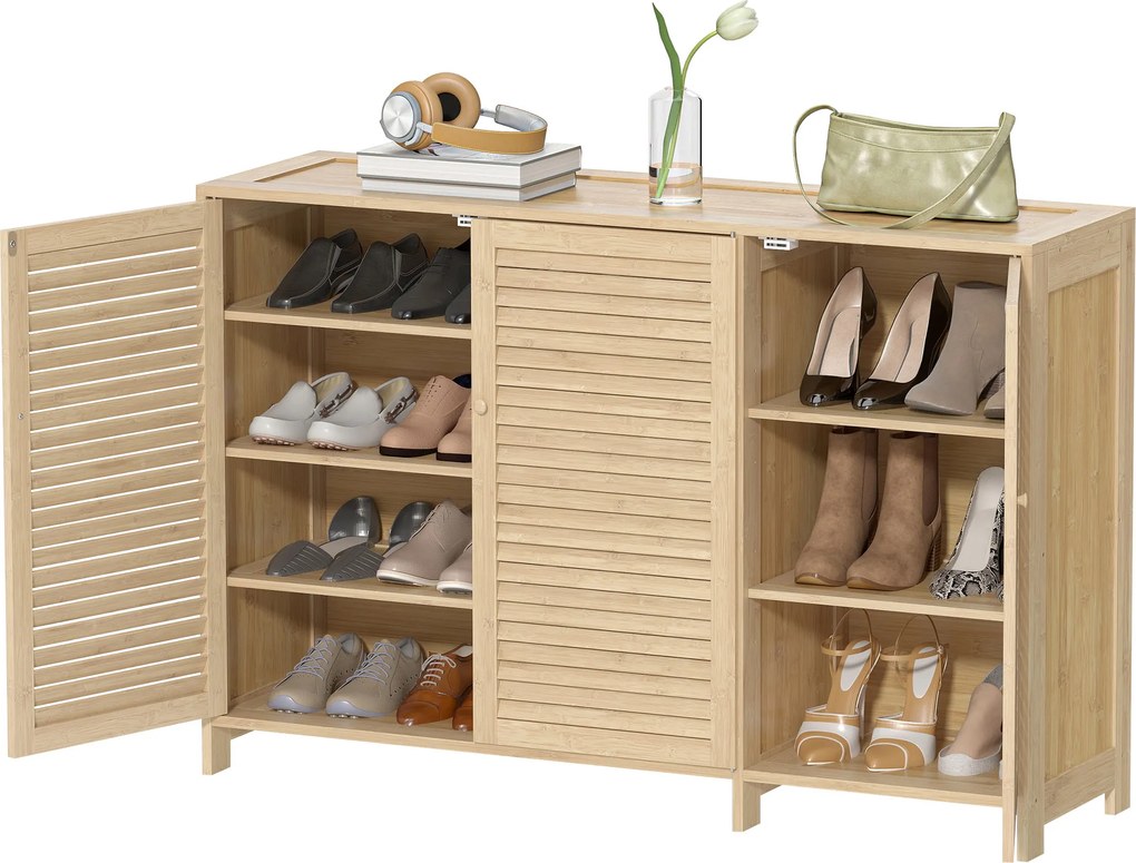 Sapateira, Armário para Calçado, 120 x 35 x 80 cm, Capacidade para 18 Pares, Madeira Natural