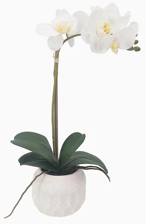 Orquídea Artificial em Vaso 48cm Branco