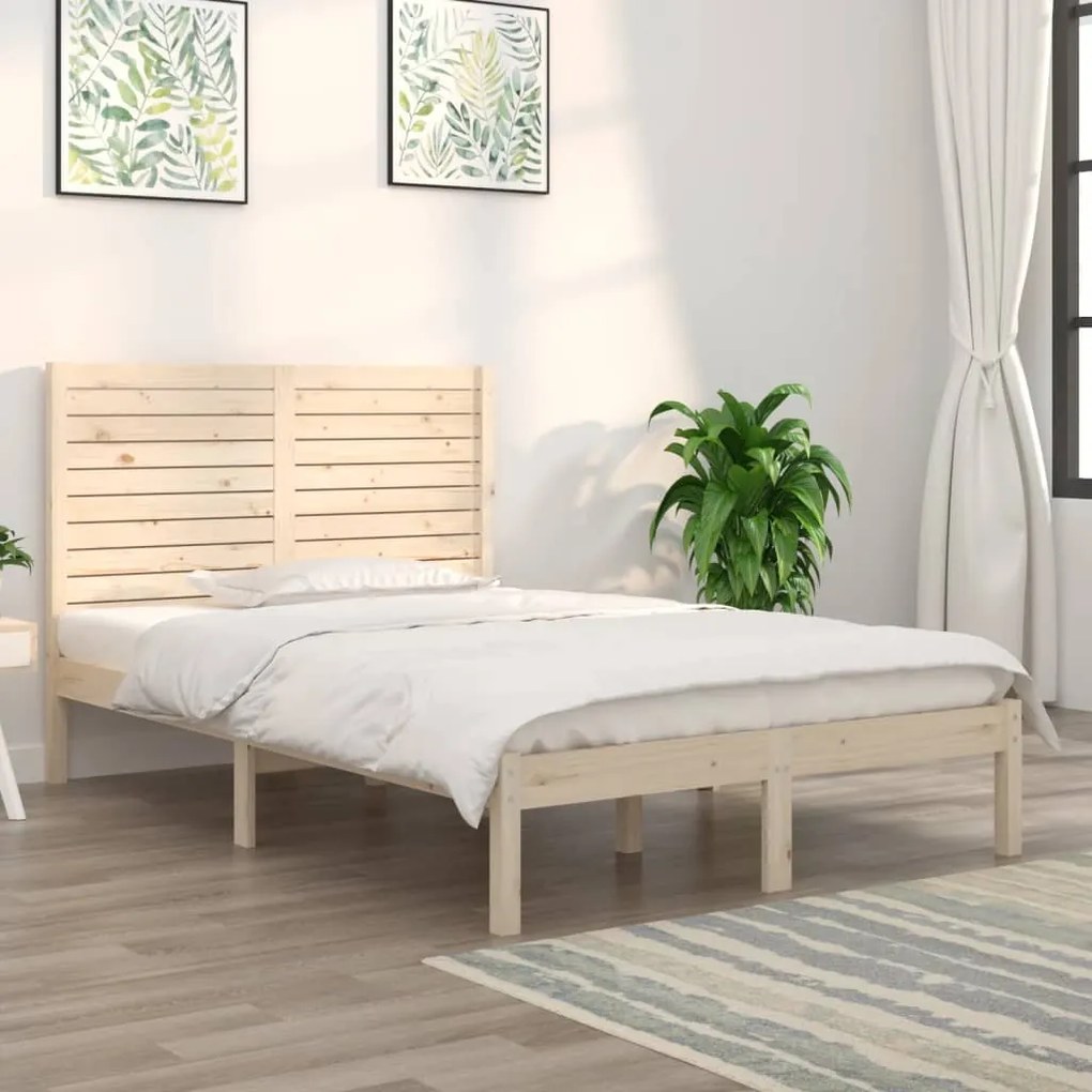 Estrutura de cama dupla pequena 4FT 120x190 cm madeira maciça