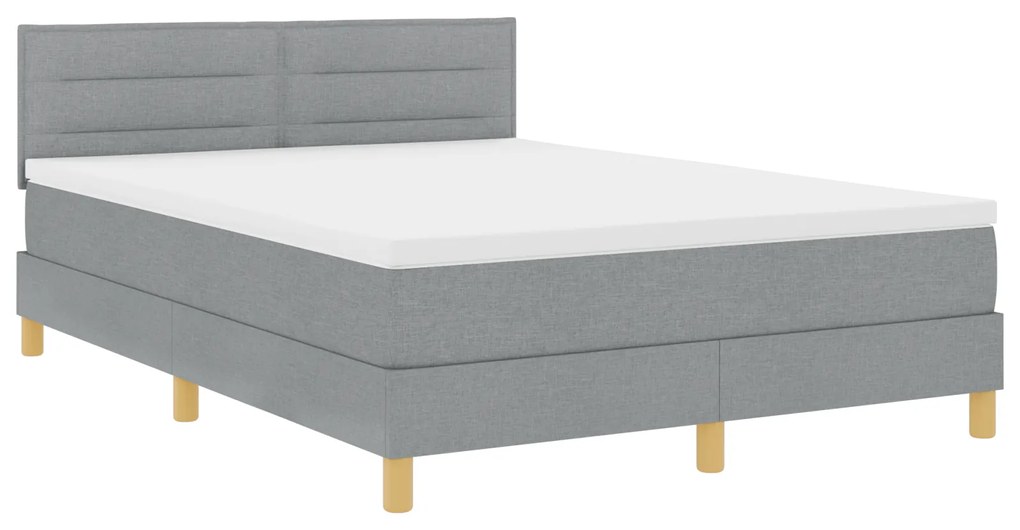 Cama Box Spring com Colchão Cinza Claro 140x200 cm Tecido