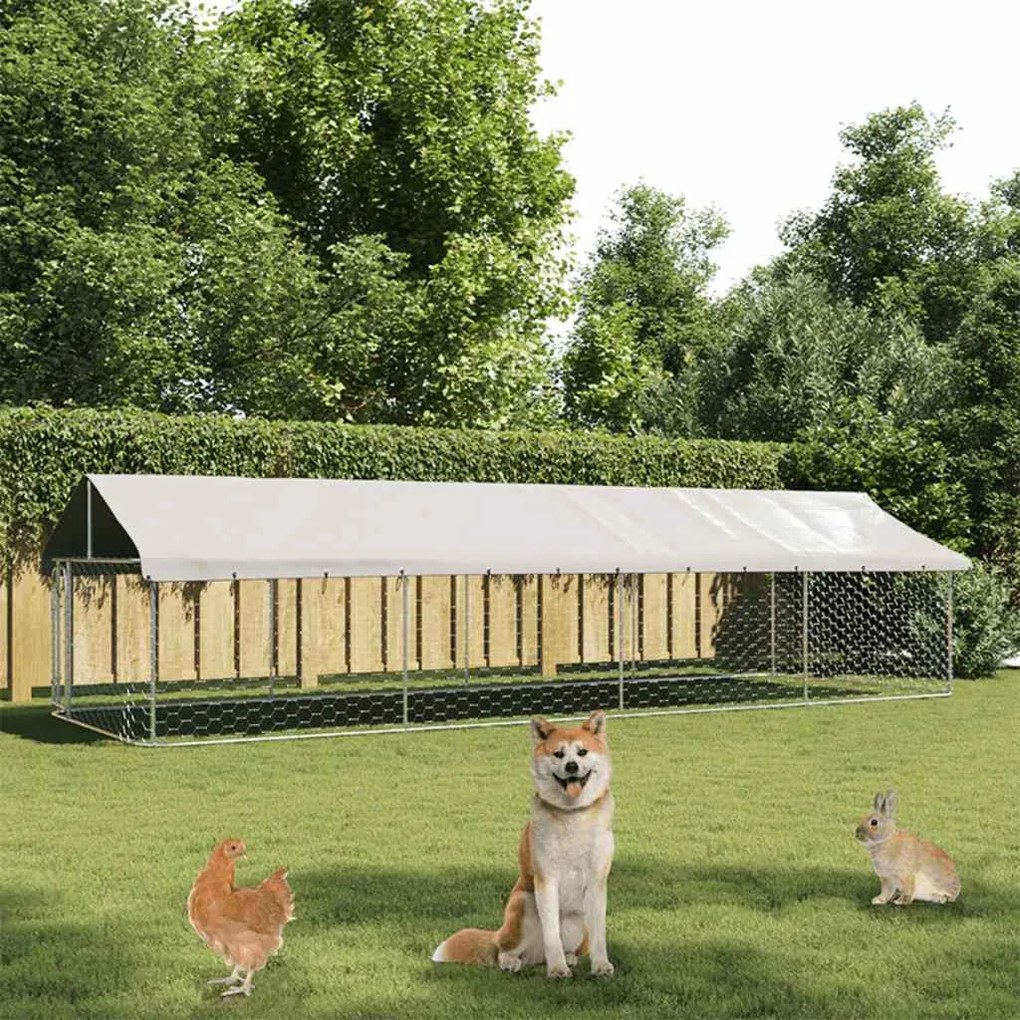 171500 vidaXL Canil de exterior com telhado 600x200x150 cm
