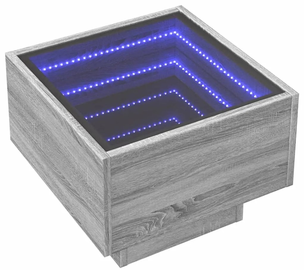 Mesa de cabeceira c/ LED Infinity 40x40x30 cm cinzento sonoma
