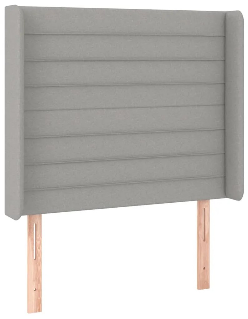 Cama box spring c/ colchão e LED 90x190 cm tecido cinza-claro