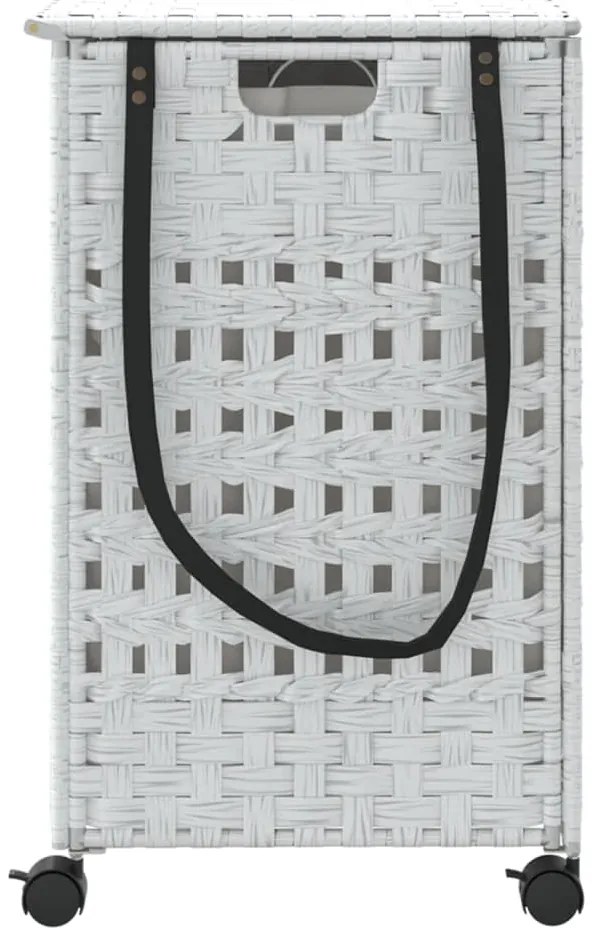 Cesto para roupa suja com rodas 66x35x60 cm vime branco