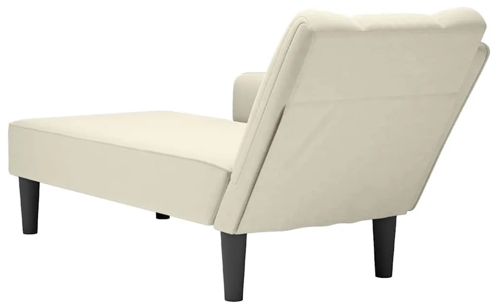 Chaise-longue com apoio de braço direito veludo creme