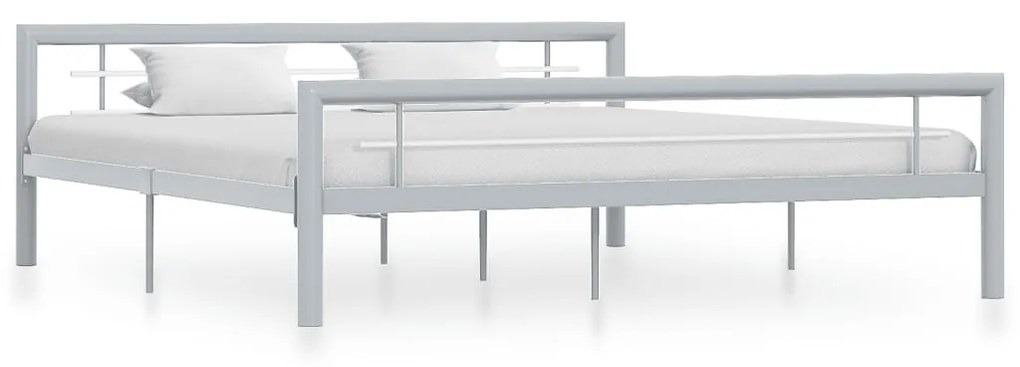 vidaXL Estrutura de cama 180x200 cm metal cinzento e branco