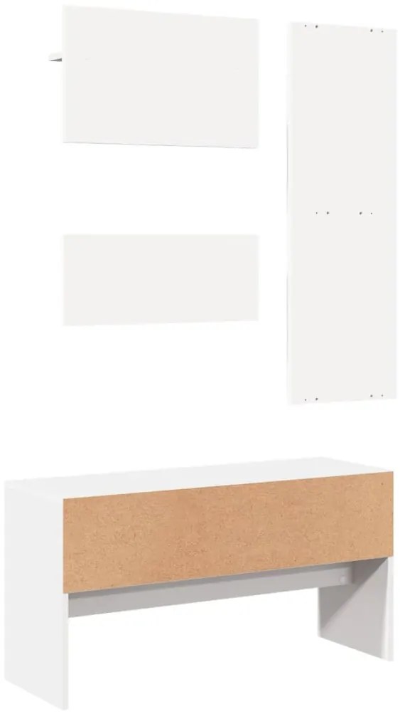 4 pcs conj. de móveis de corredor derivados de madeira branco