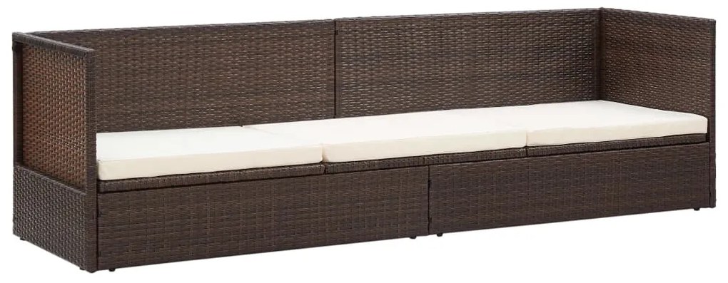 Espreguiçadeira jardim c/ almofadão+almofadas vime PE castanho