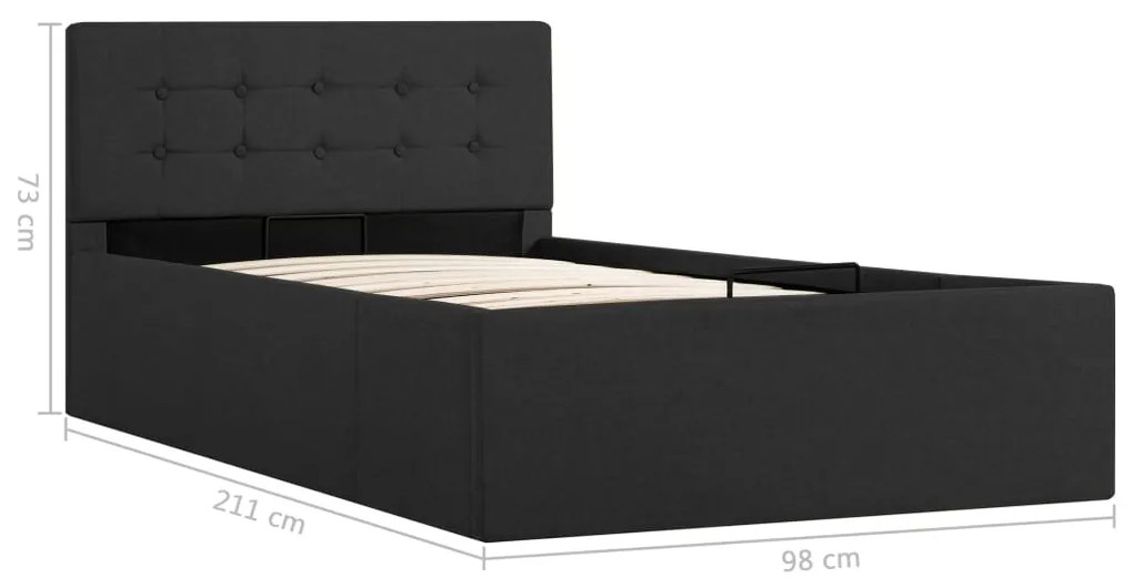 Cama Hidráulica Karen com Arrumação - 90x200cm - Em Tecido Cinza-Escur