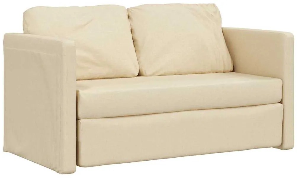 Sofá-cama sem pés 112x174x55 cm tecido cor creme