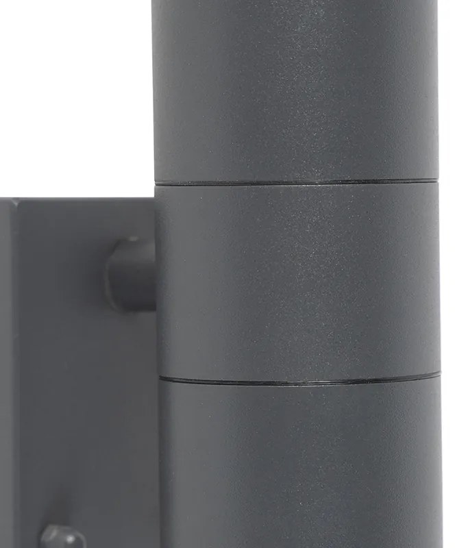 Candeeiro de parede exterior antracite com sensor de movimento 2 luzes IP44 - Duo Moderno