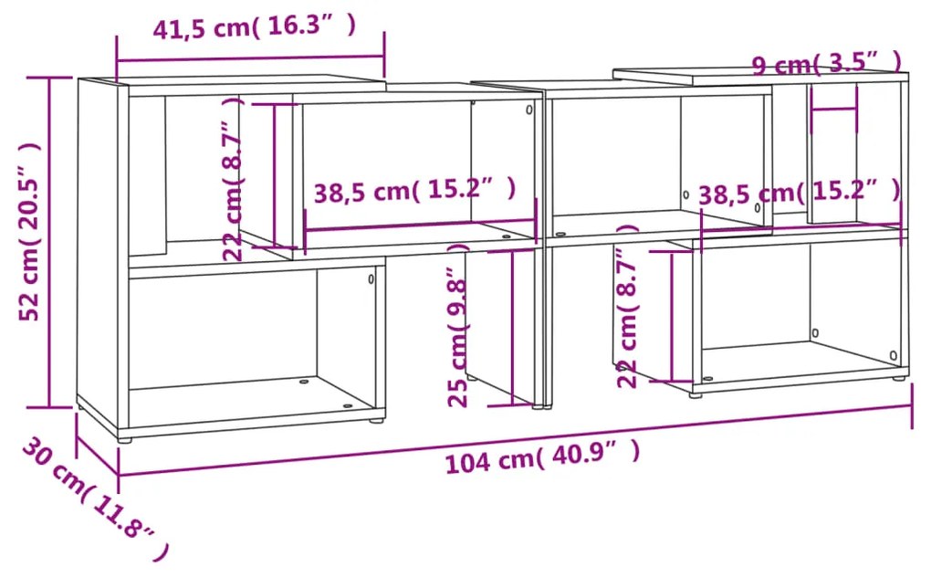 Móvel de TV 104x30x52 cm contraplacado cinzento brilhante