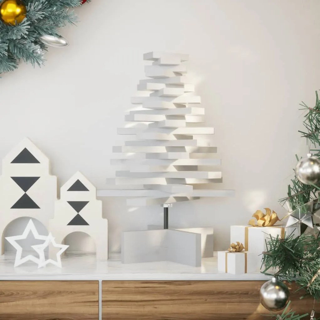 vidaXL Árvore Natal decorativa 60 cm madeira de pinho maciça branco
