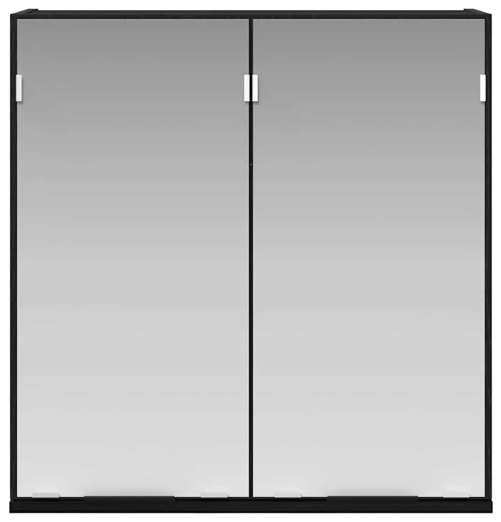 Armário Espelho para Casa de Banho - Carvalho Preto, 64x20x66.5 cm, Fe